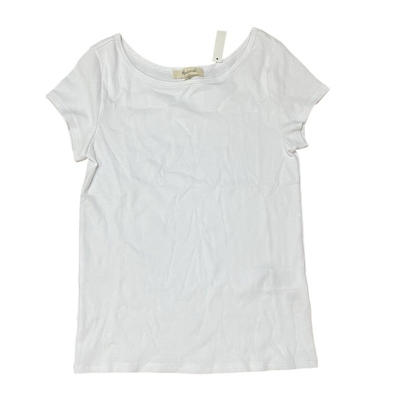 Madewell (Re)generative Cotton Ribbed Capsleeve Tee White Short Sleeve Size S - Picture 4 of 7